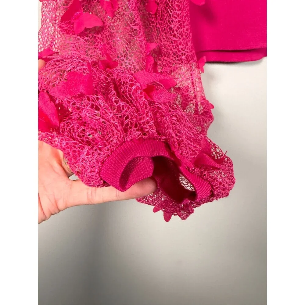 Free People Flutter By Crop Top Size XS Pink Butterfly Whimsical Ethereal